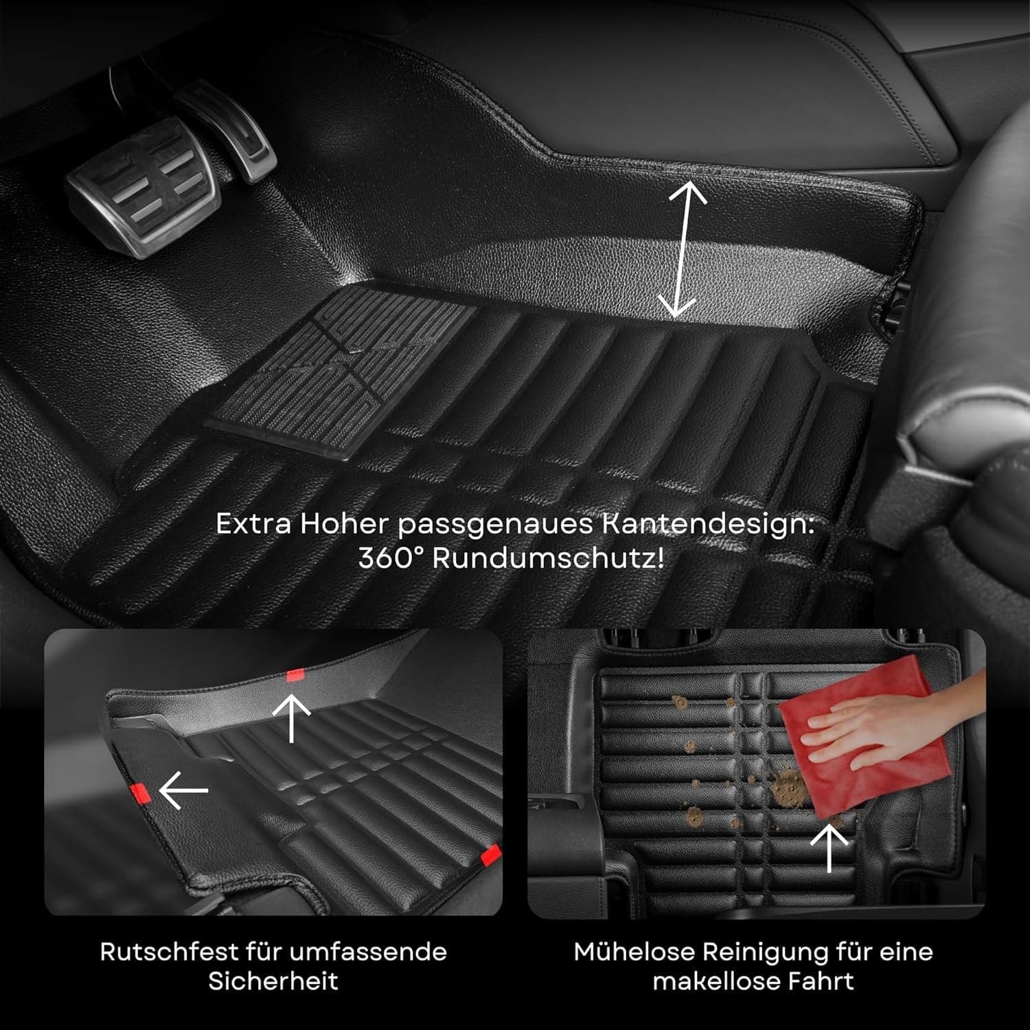 5D Premium Auto Fussmatten TPE Set passend für Audi A4 (B8) Baujahr ab 2007-2015