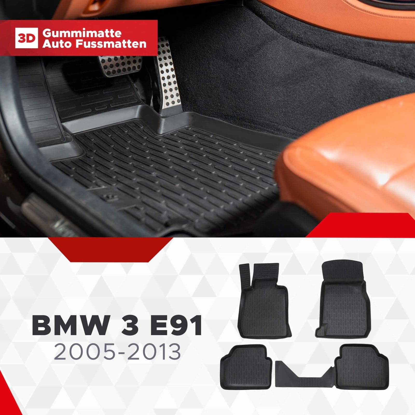 3D Fussmatten passend für BMW 3 (E91) 2006-2013