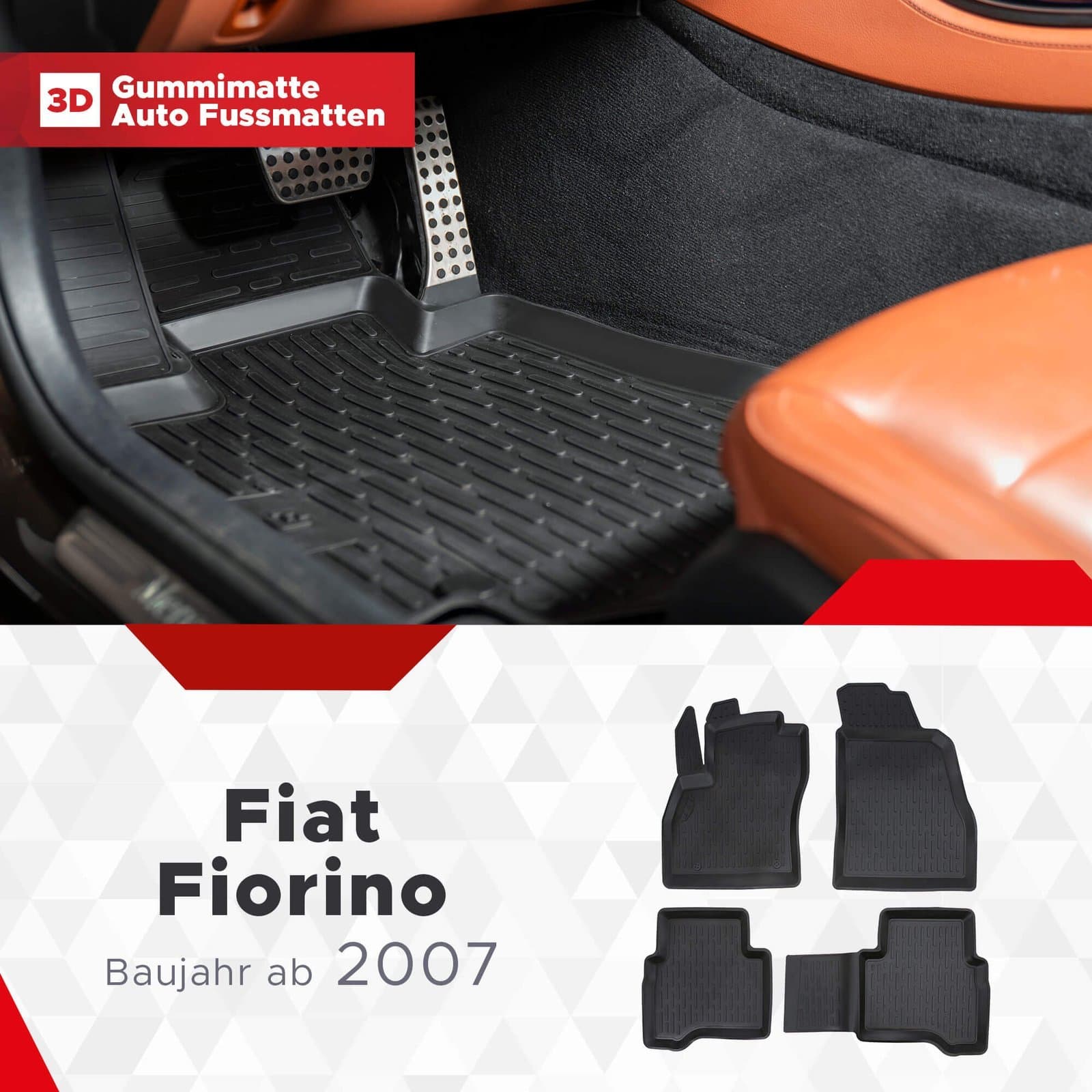 3D Fussmatten passend für Fiat Fiorino ab 2007