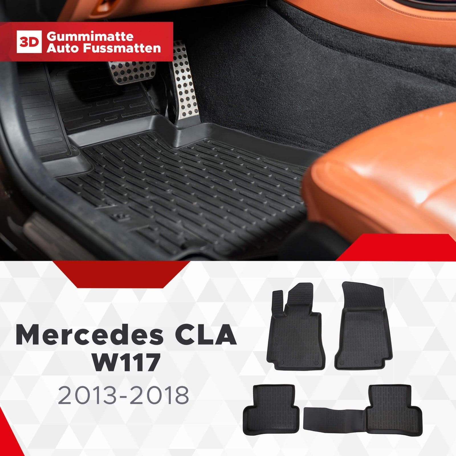3D Fussmatten passend für Mercedes CLA C117/X117 2013-2018