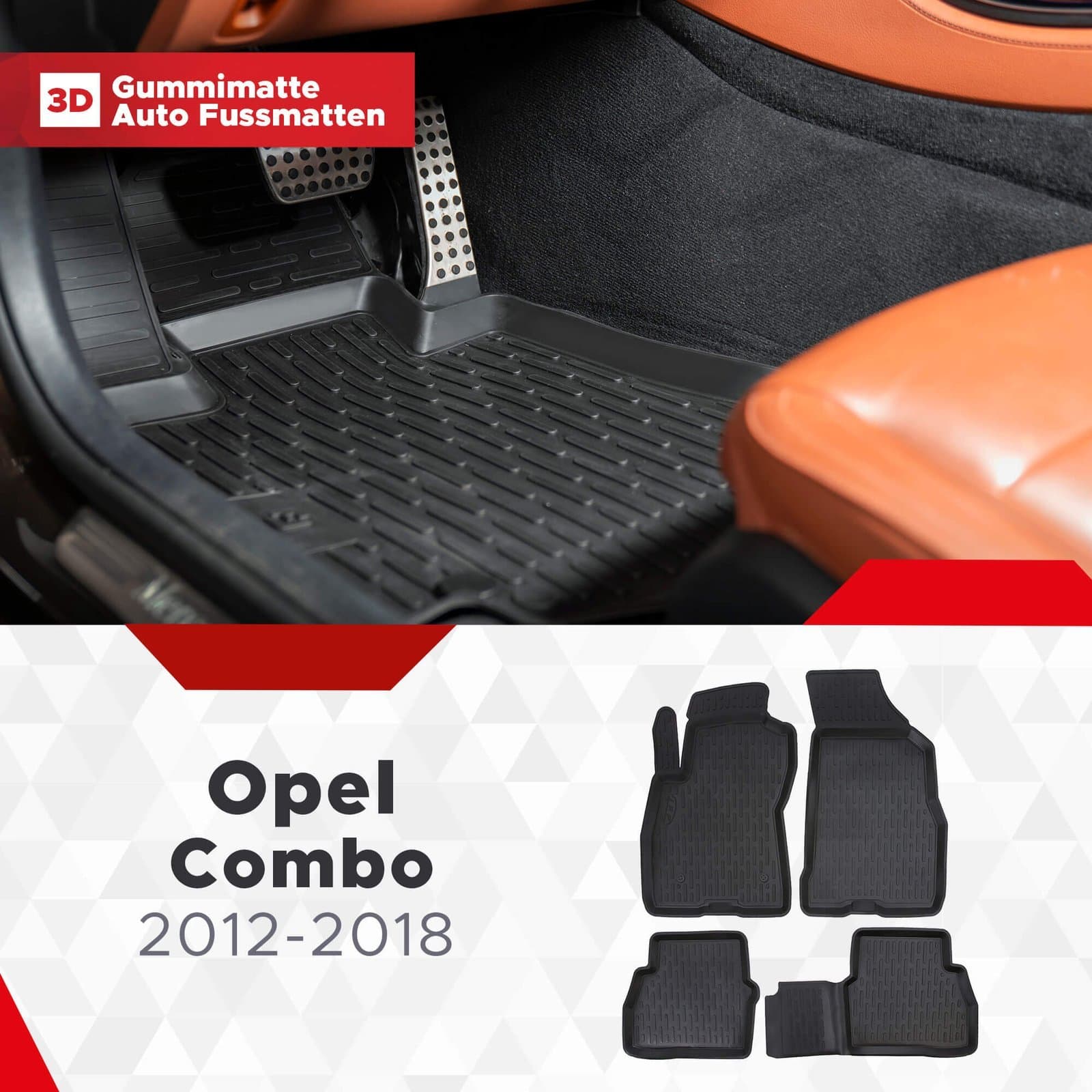 3D Fussmatten passend für Opel Combo 2012-2018