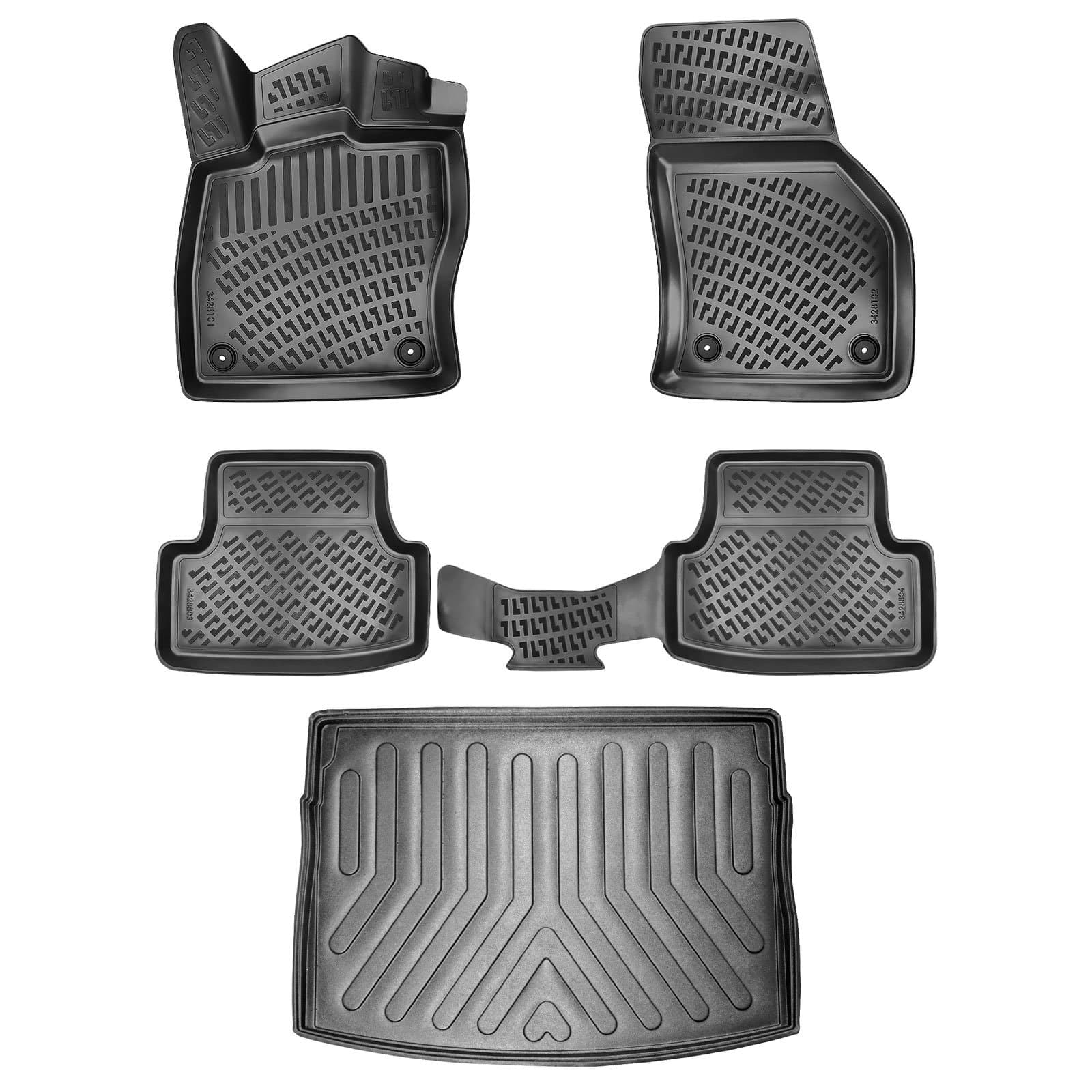 3D Auto Gummimatten &amp; Kofferraumwanne Set für VW Golf 7 Baujahr 2012-2019