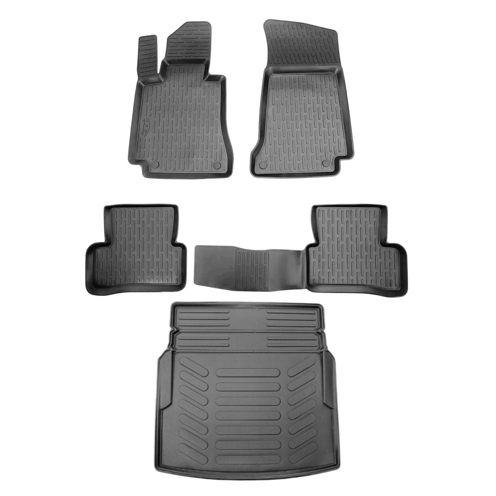 3D Auto Gummimatten &amp; Kofferraumwanne Set für Mercedes E Klasse W212 Umklappbare Rücksitze Baujahr 2010-2016