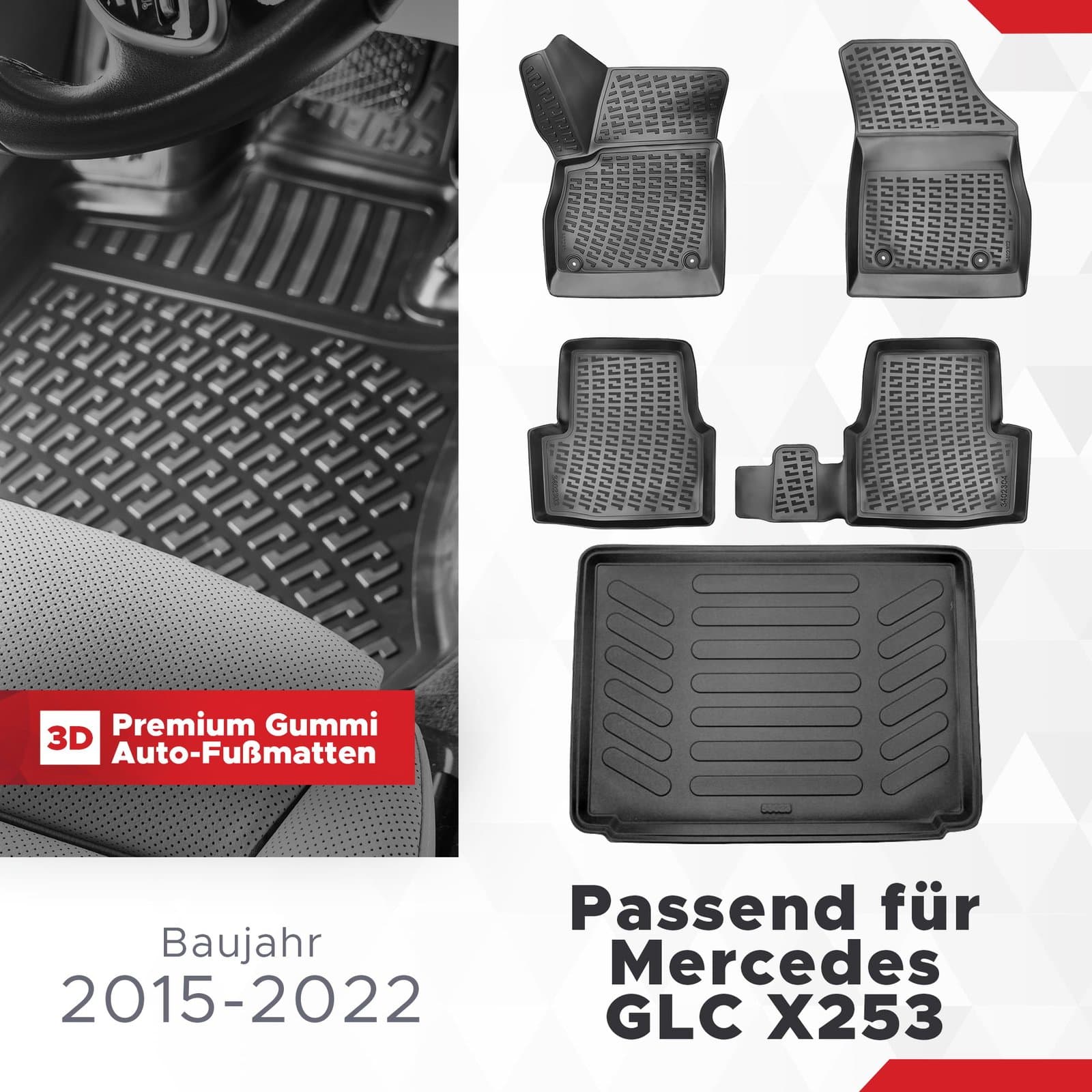 3D Auto Gummimatten &amp; Kofferraumwanne Set für Opel Astra K Baujahr 2015-2020