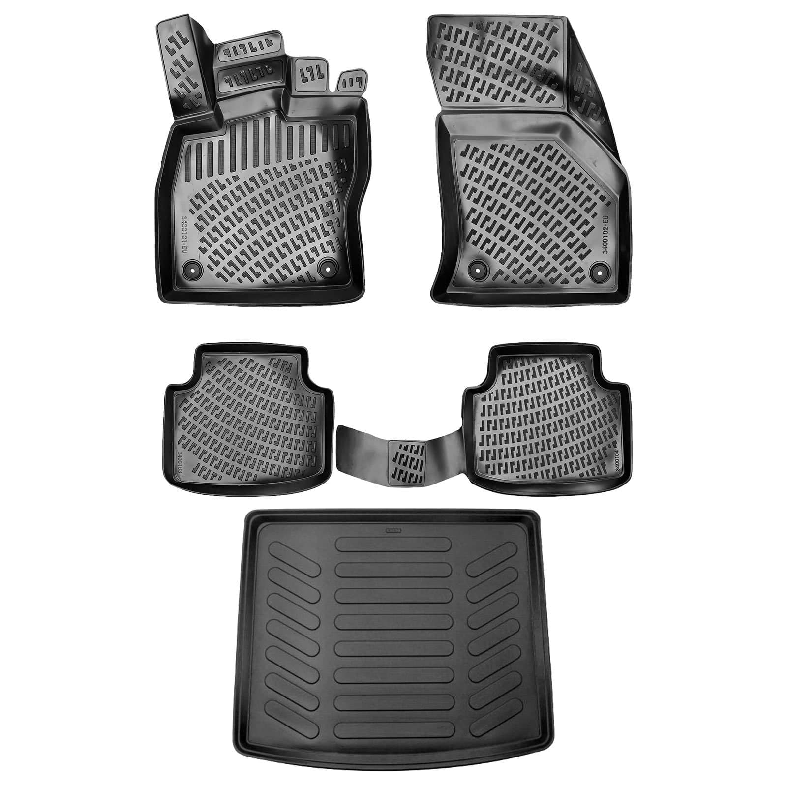 3D Auto Gummimatten &amp; Kofferraumwanne Set für VW Tiguan II 2016-2020