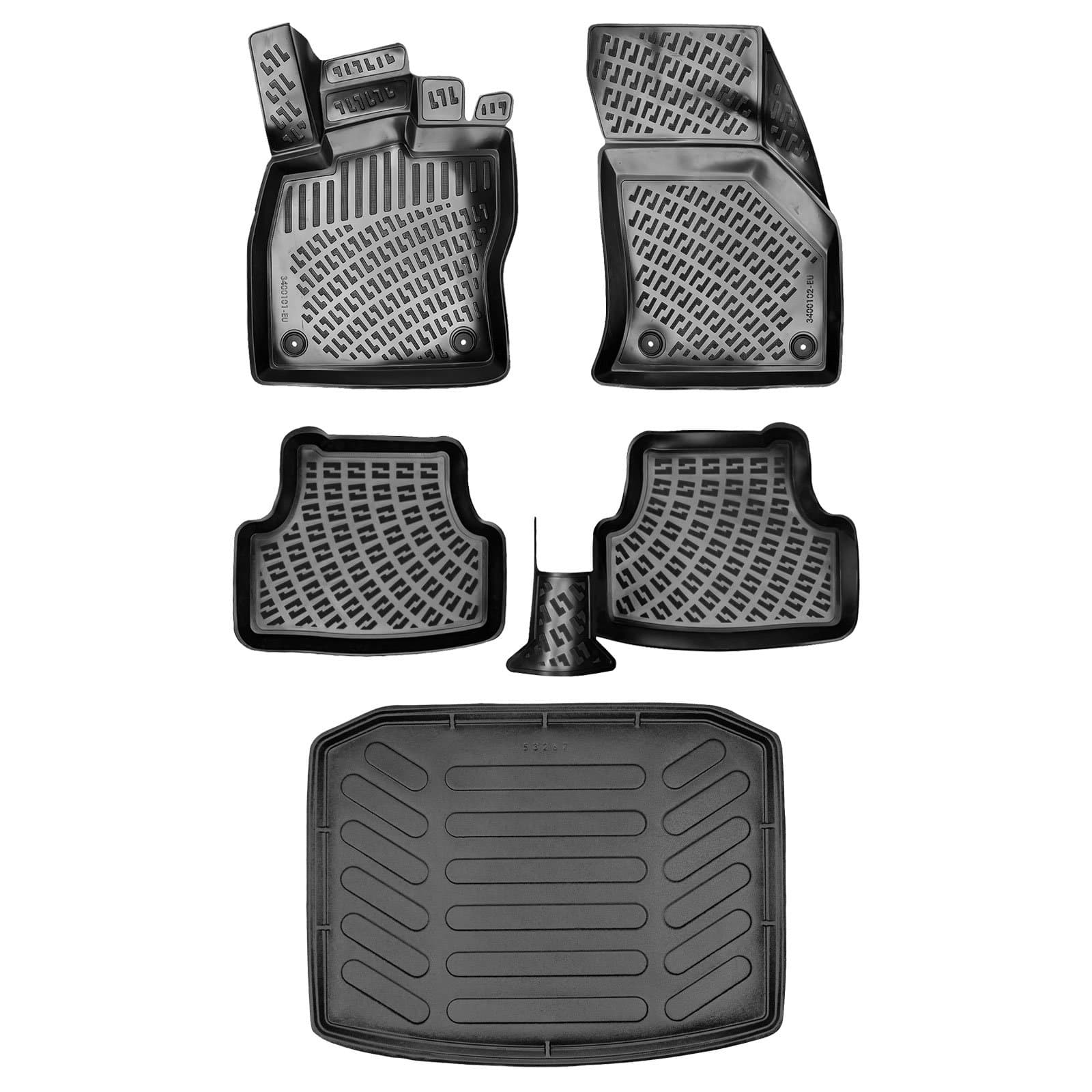 3D Auto Gummimatten &amp; Kofferraumwanne Set für Skoda Karoq Baujahr ab 2017