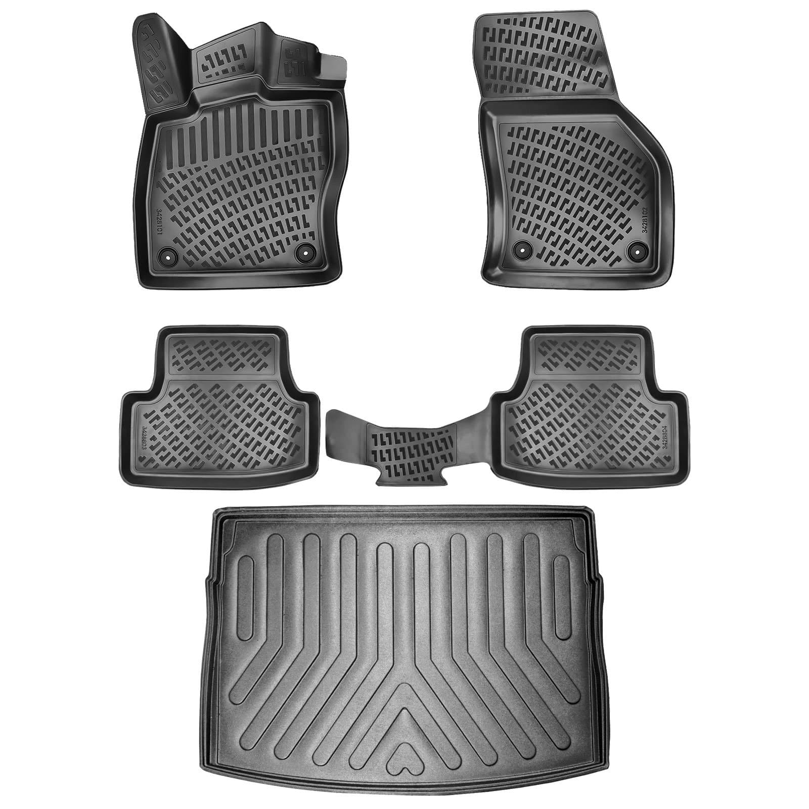 3D Auto Gummimatten &amp; Kofferraumwanne Set für VW Golf 8 Schaltgetriebe Baujahr ab 2019