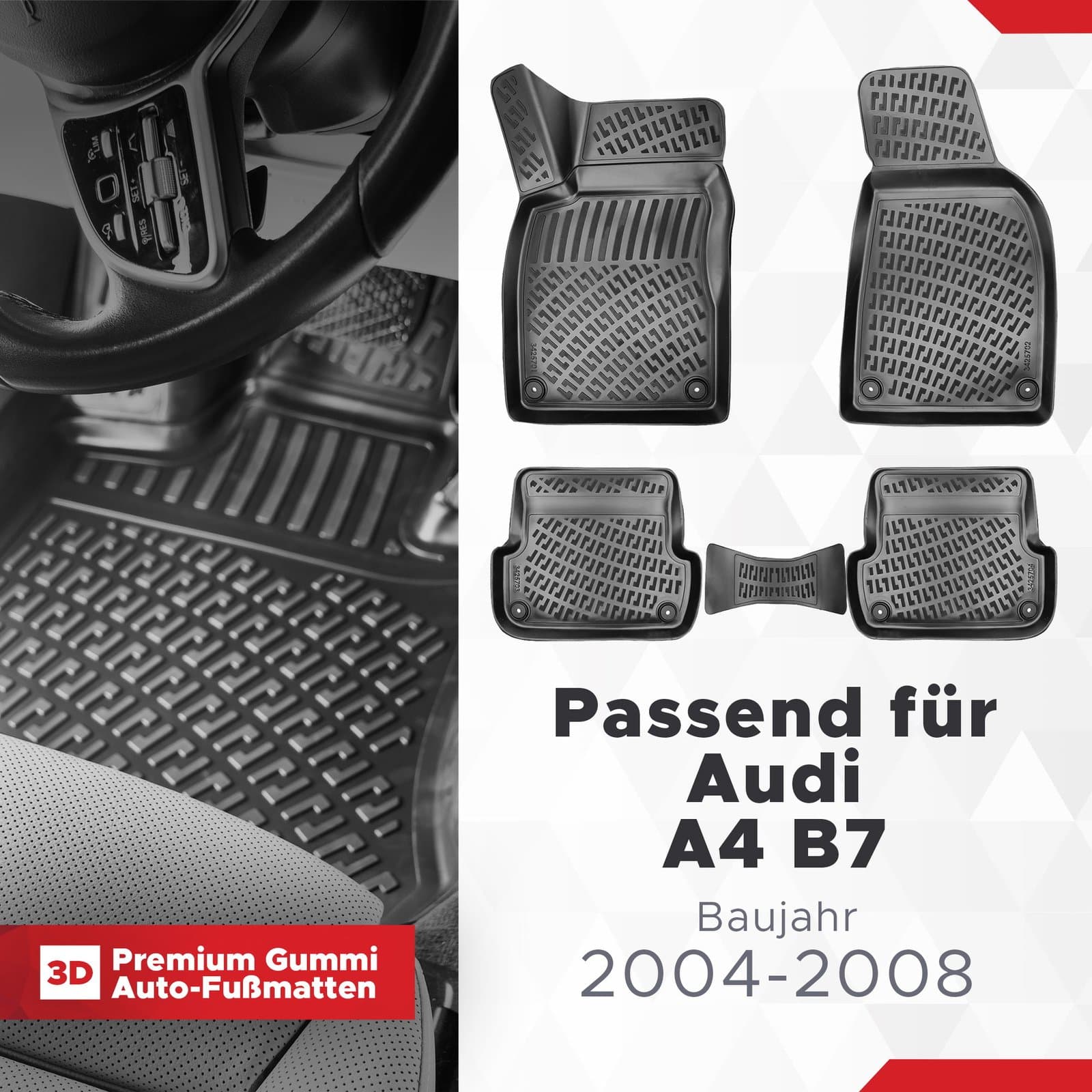3D Auto Fußmatten Set für Audi A4 B7 Baujahr 2004-2008