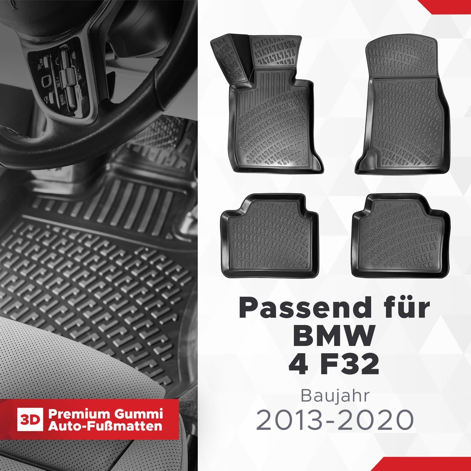 3D Auto Fußmatten Set für BMW 4 F32 Baujahr 2013-2020