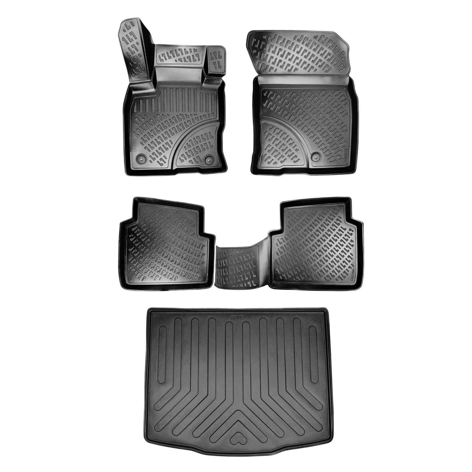 3D Auto Gummimatten &amp; Kofferraumwanne Set für Ford Kuga (3.Gen) Baujahr ab 2020