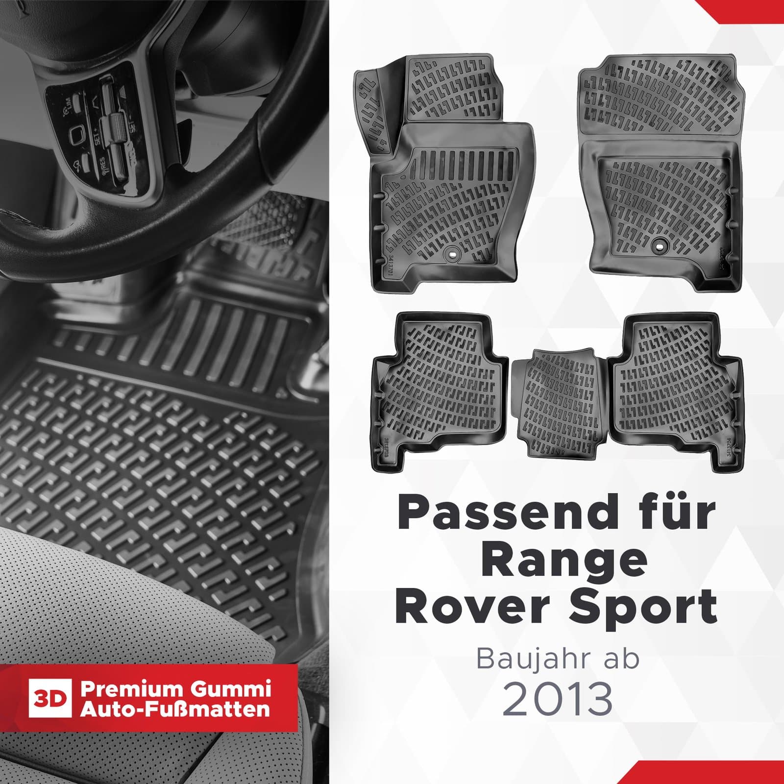 3D Fussmatten passend für Range Rover SPORT Baujahr ab 2013