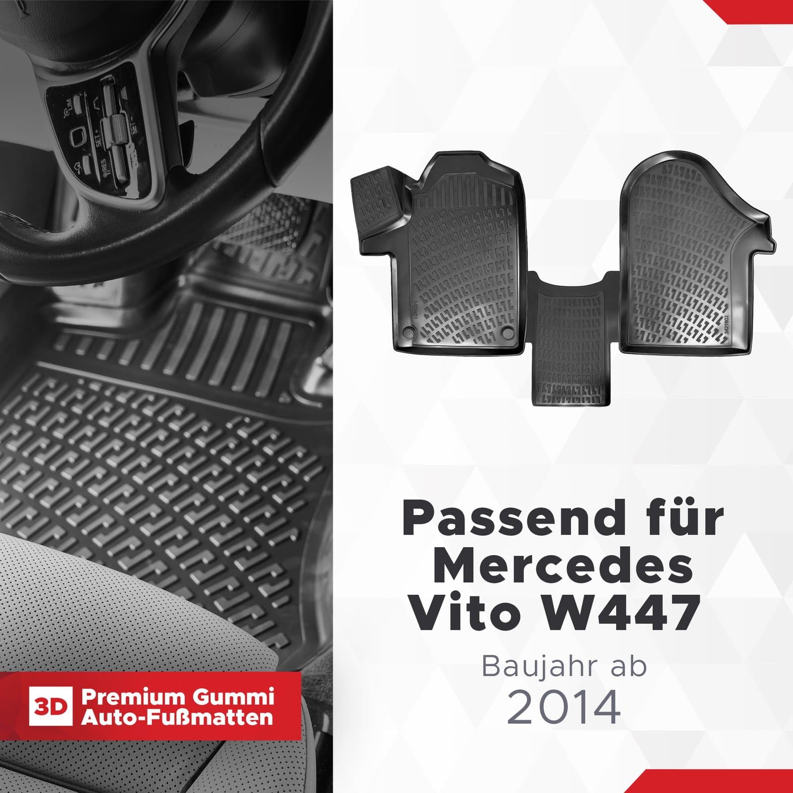 3D Fussmatten passend für Mercedes Vito W447 ab 2014