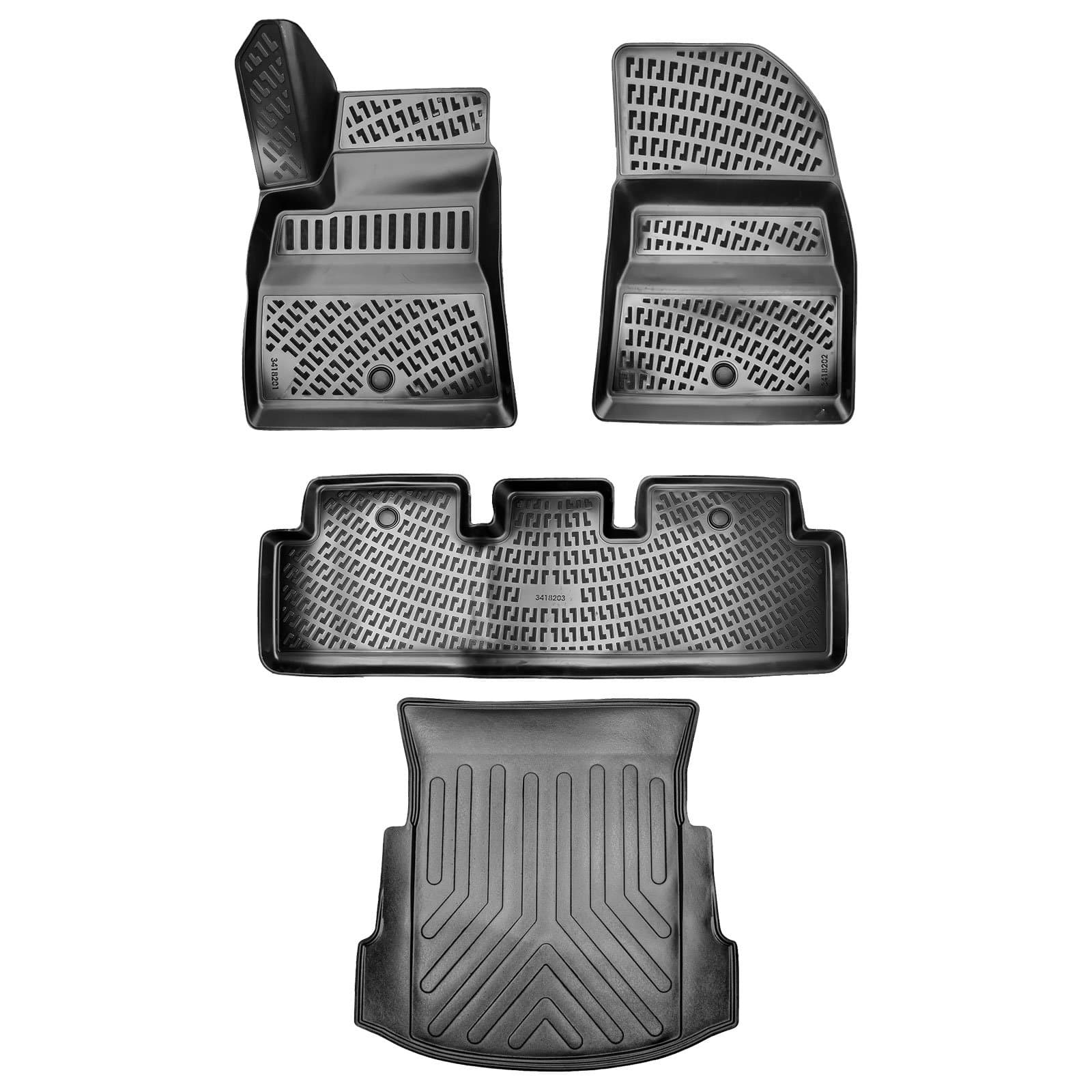 3D Auto Gummimatten &amp; Kofferraumwanne Set für Tesla Model 3 Baujahr ab 2017