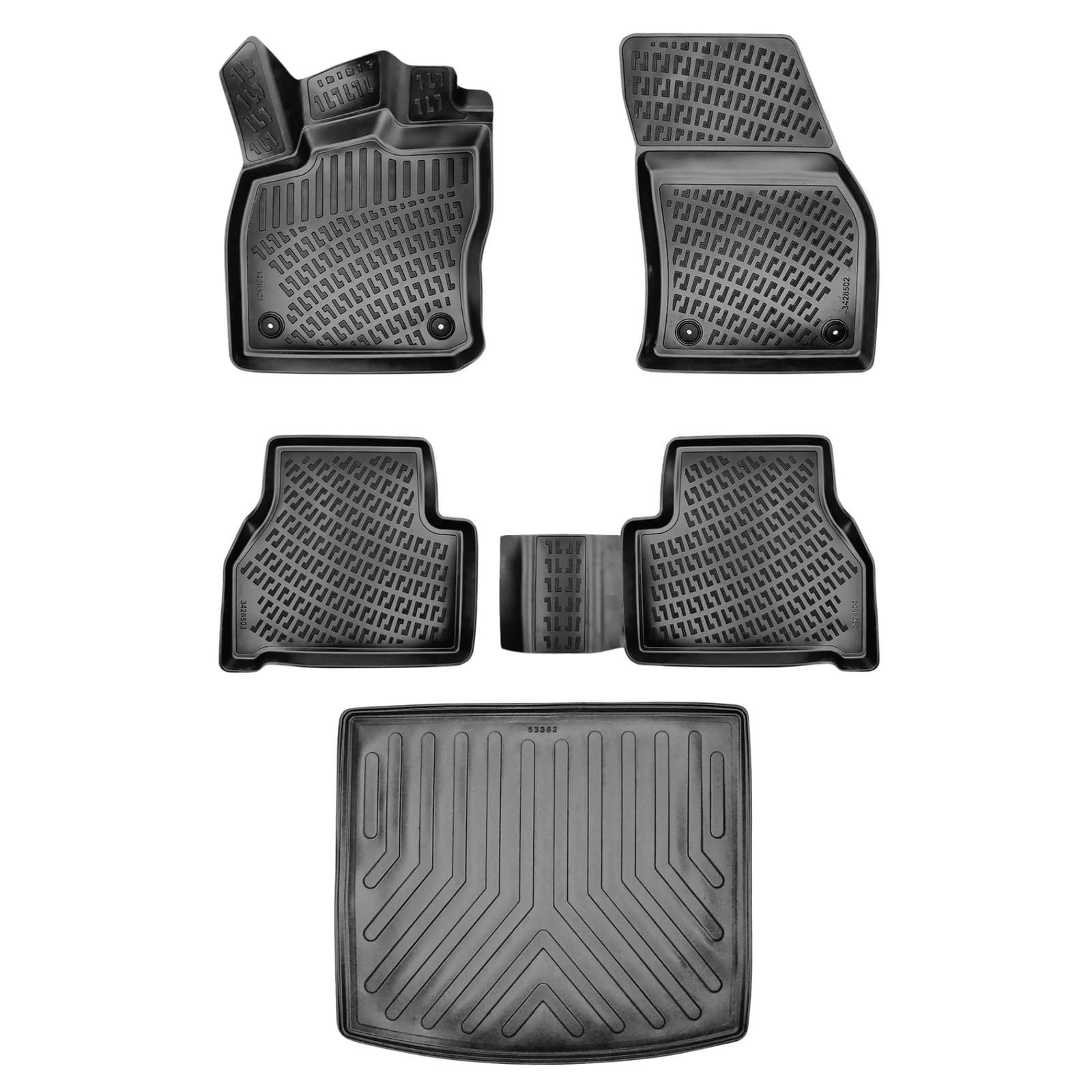 3D Auto Gummimatten &amp; Kofferraumwanne Set für VW Caddy Baujahr ab 2021