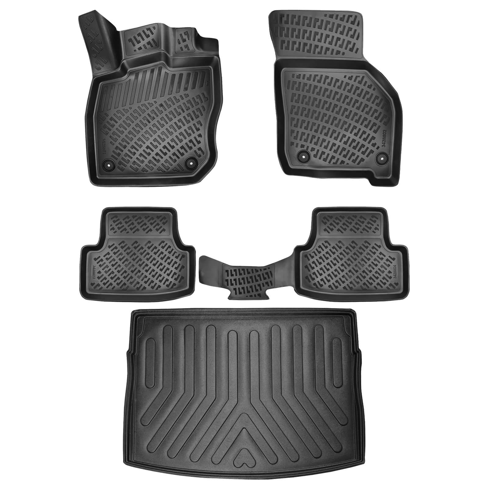 3D Auto Gummimatten &amp; Kofferraumwanne Set für VW Golf 8 Automatikgetriebe Baujahr ab 2019