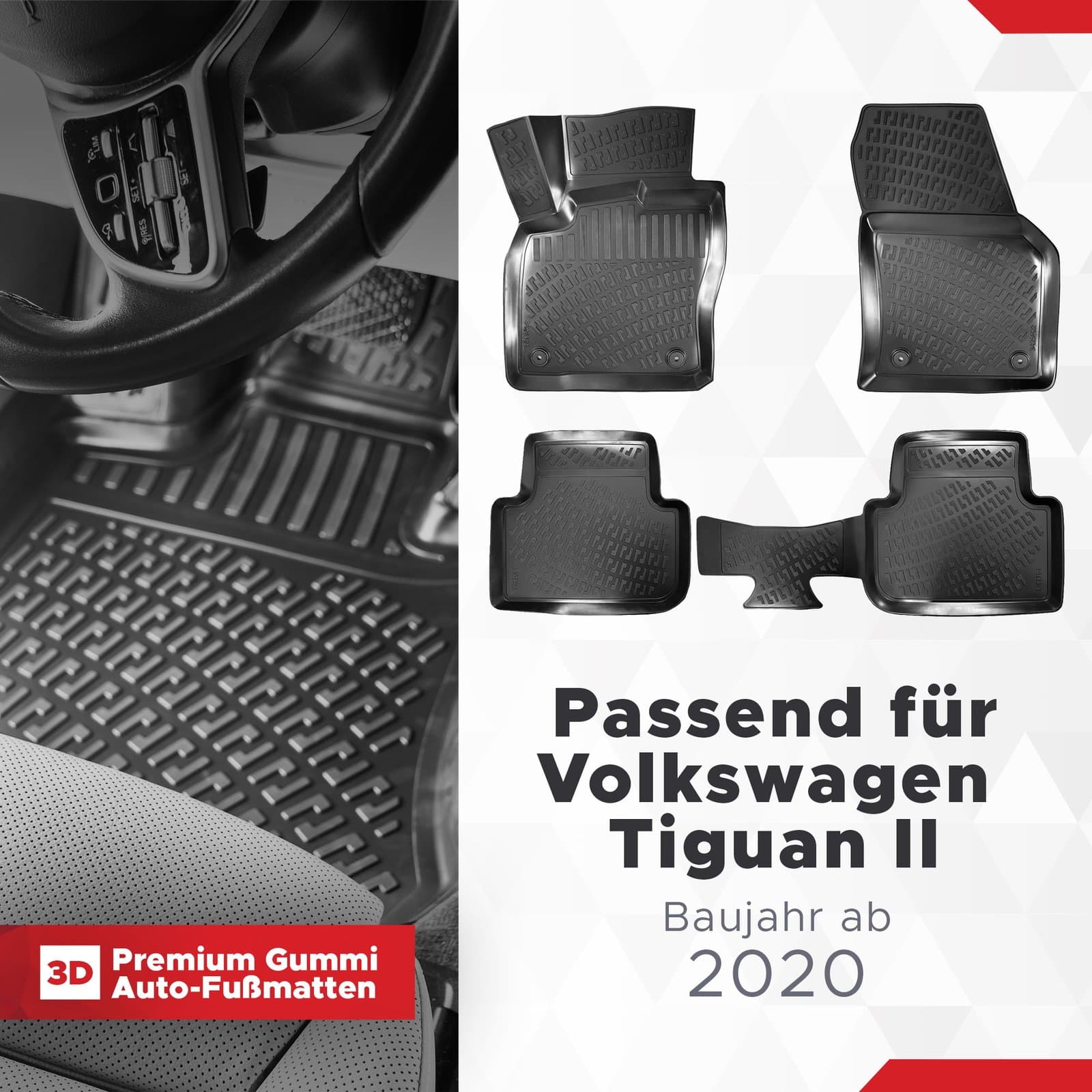 3D Fussmatten passend für Volkswagen Tiguan II ab 2020