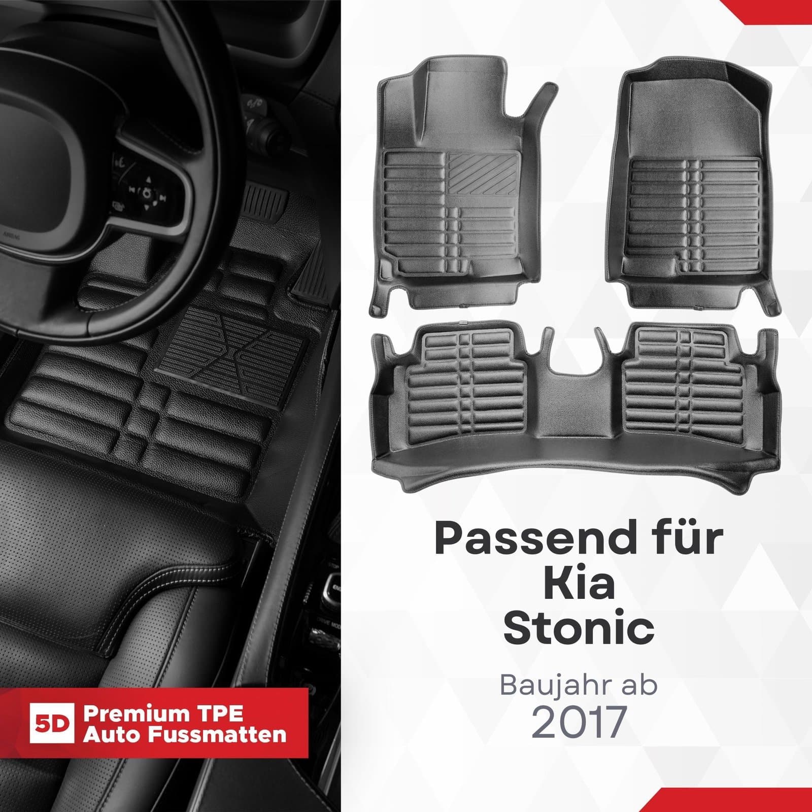 5D Premium Auto Fussmatten TPE Set passend für Kia Stonic Baujahr ab 2017
