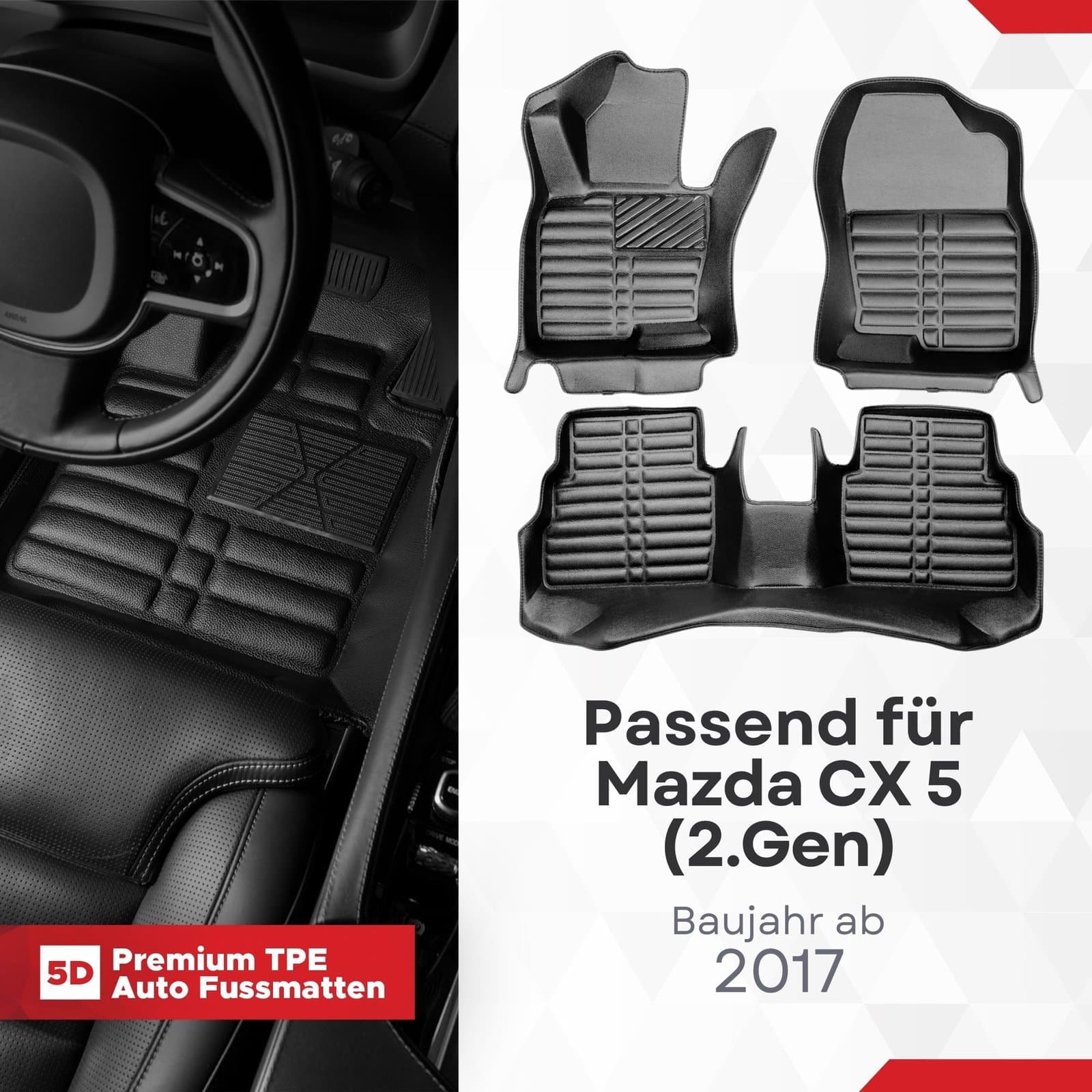 5D Premium Auto Fussmatten TPE Set passend für Alfa Romeo Giulietta Baujahr ab 2010