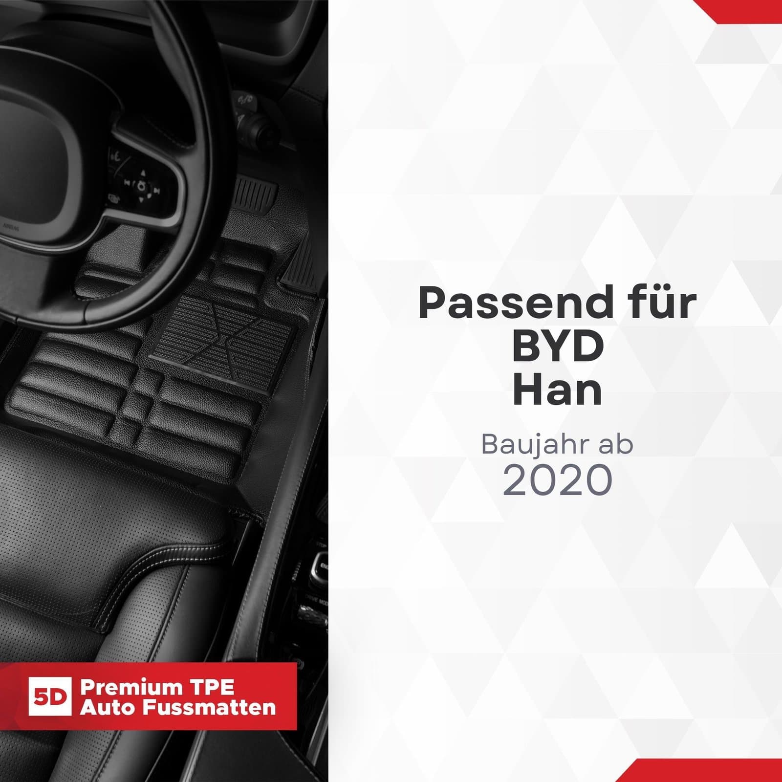 5D Premium Auto Fussmatten TPE Set passend für BYD HAN Baujahr ab 2020