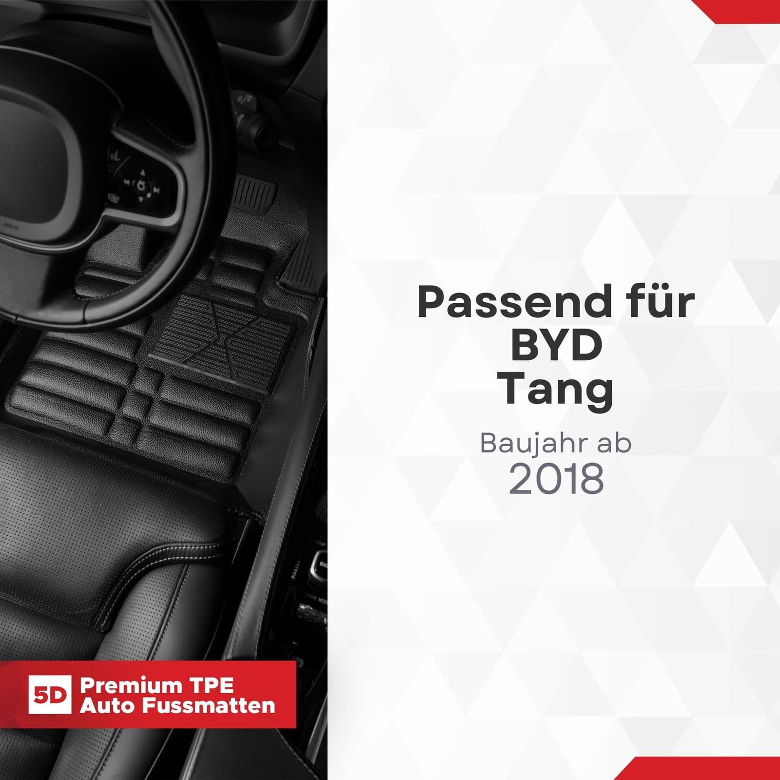 5D Premium Auto Fussmatten TPE Set passend für BYD TANG Baujahr ab 2018
