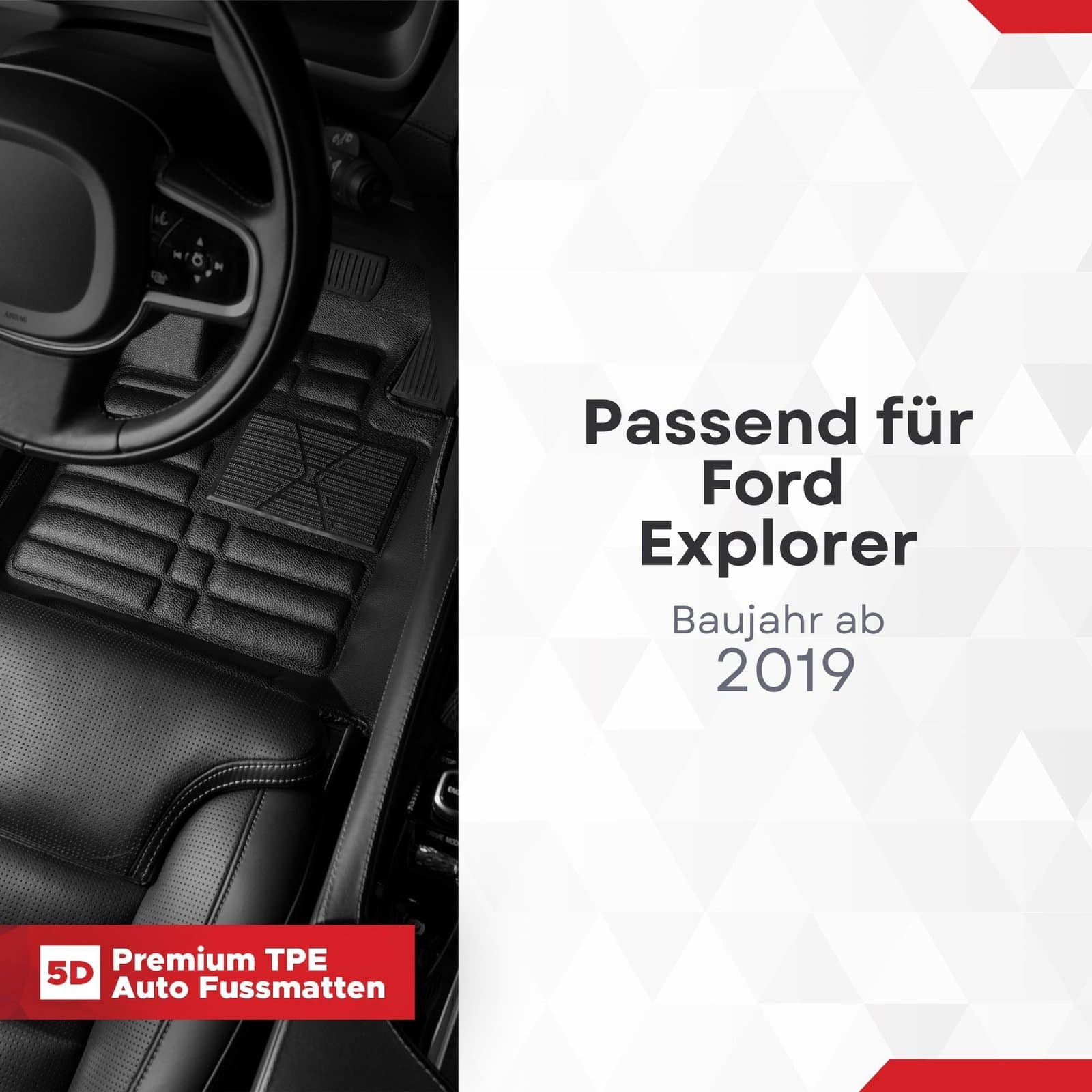 5D Premium Auto Fussmatten TPE Set passend für Ford Explorer Baujahr ab 2019