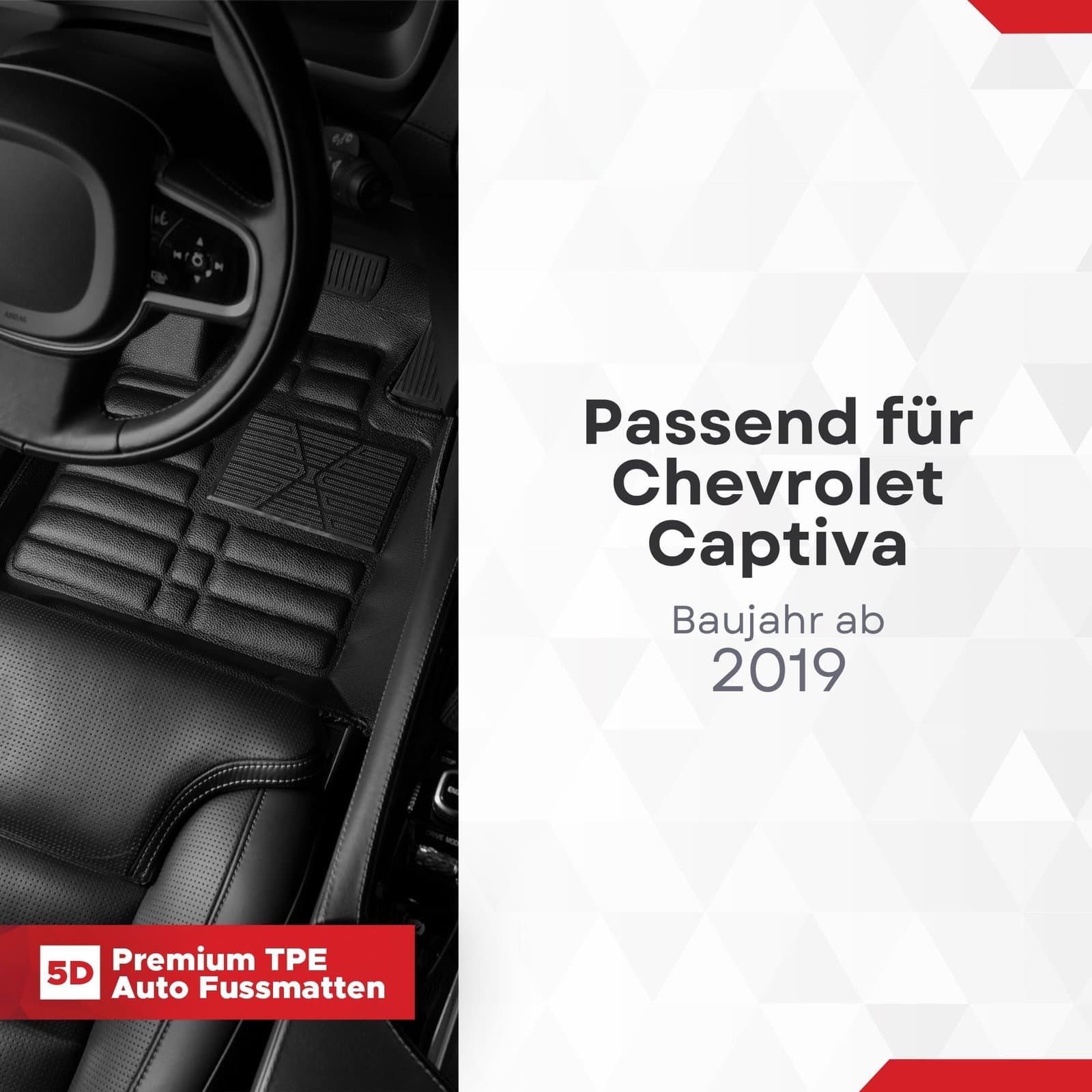 5D Premium Auto Fussmatten TPE Set passend für Chevrolet Captiva Baujahr ab 2019