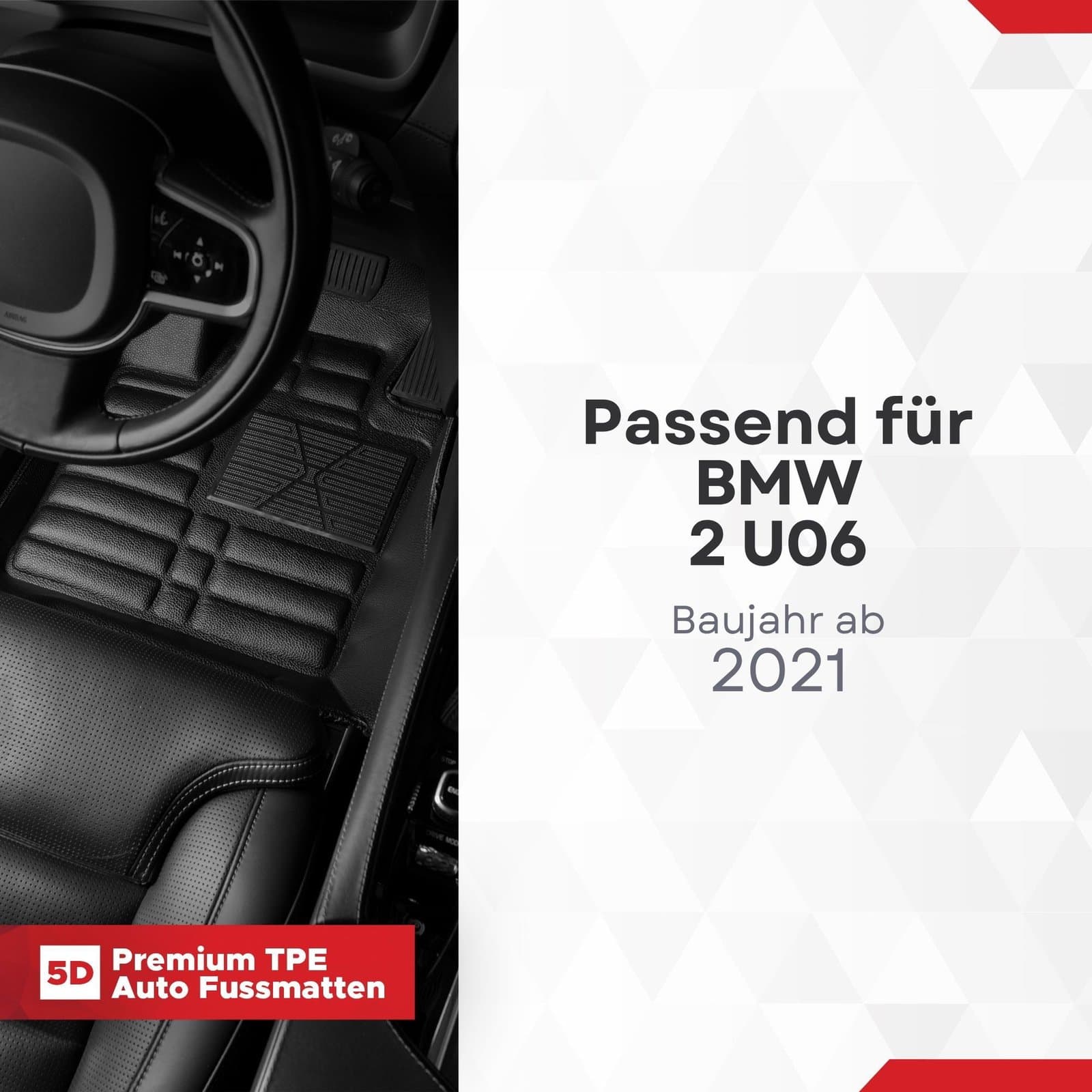 5D Premium Auto Fussmatten TPE Set passend für BMW 2 U06 Baujahr ab 2021