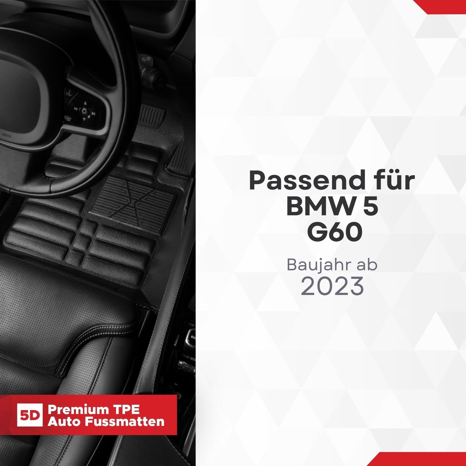 5D Premium Auto Fussmatten TPE Set passend für BMW 5 G60 Baujahr ab 2023