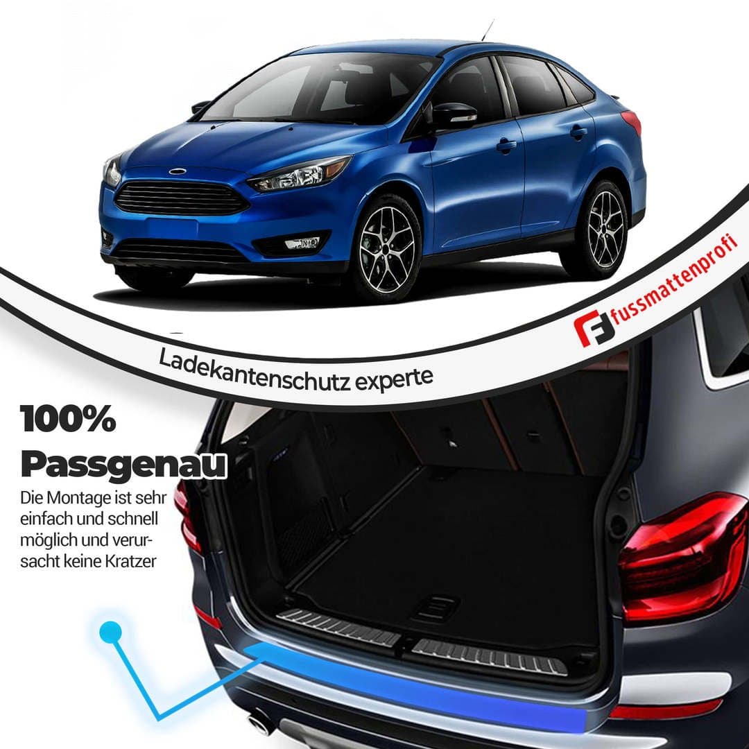 Chrom Ladekantenschutz Gebürstet aus Edelstahl mit Abkantung Kompatibel für Ford Kuga (1.Gen) Baujahr 2008-2012