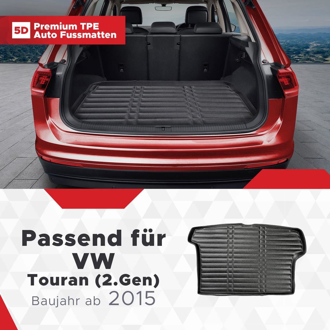 5D Premium Kofferraummatte passend für VW Touran (2.Gen) ab 2015