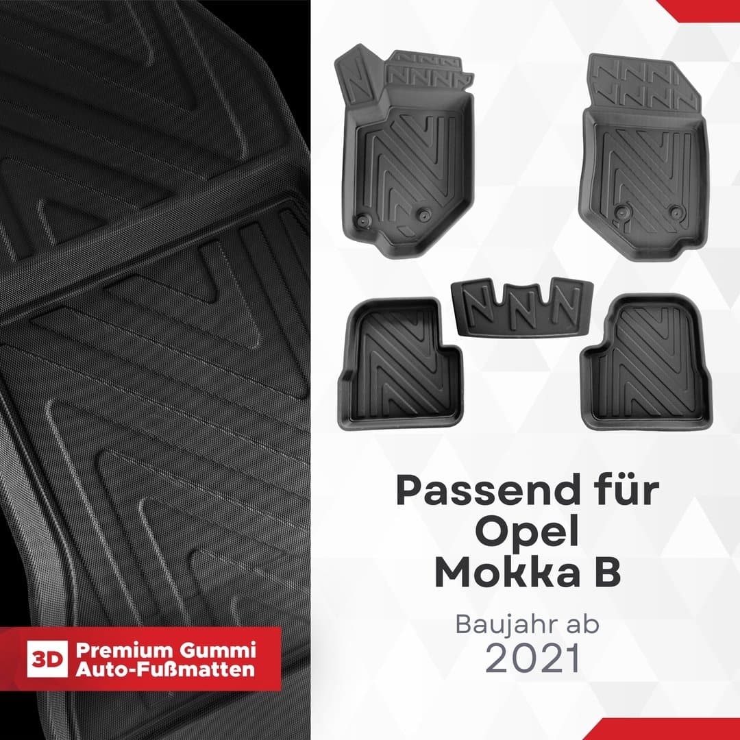 3D Auto Fussmatten Set passend fĂŒr Opel Mokka B Baujahr ab 2021 ( Passt Nicht in Elektro )