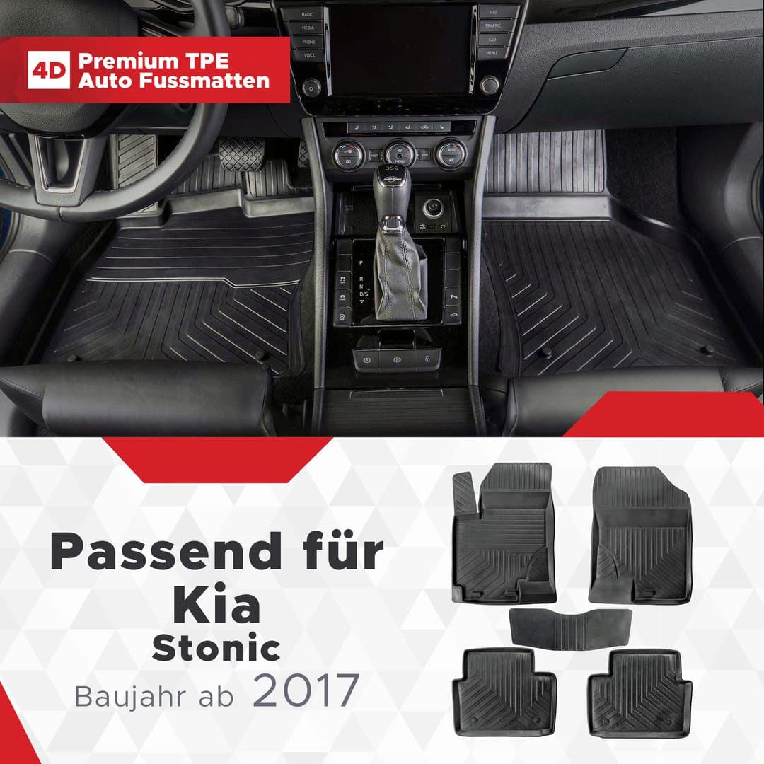 3D Premium Gummi Auto Fussmatten Set Passend für Kia Stonic Baujahr ab 2017