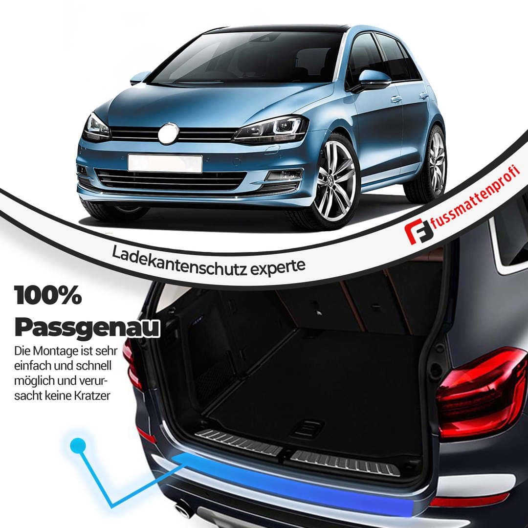Ladekantenschutz aus Edelstahl Chrom mit Abkantung Passend für VW Golf 7 Variant Kombi Baujahr 2012-2019
