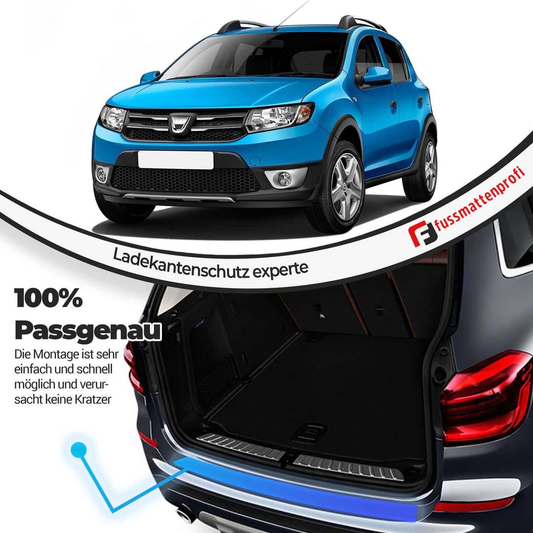 Ladekantenschutz aus Edelstahl Chrom mit Abkantung Kompatibel für Dacia Duster (2.Gen) Baujahr ab 2019