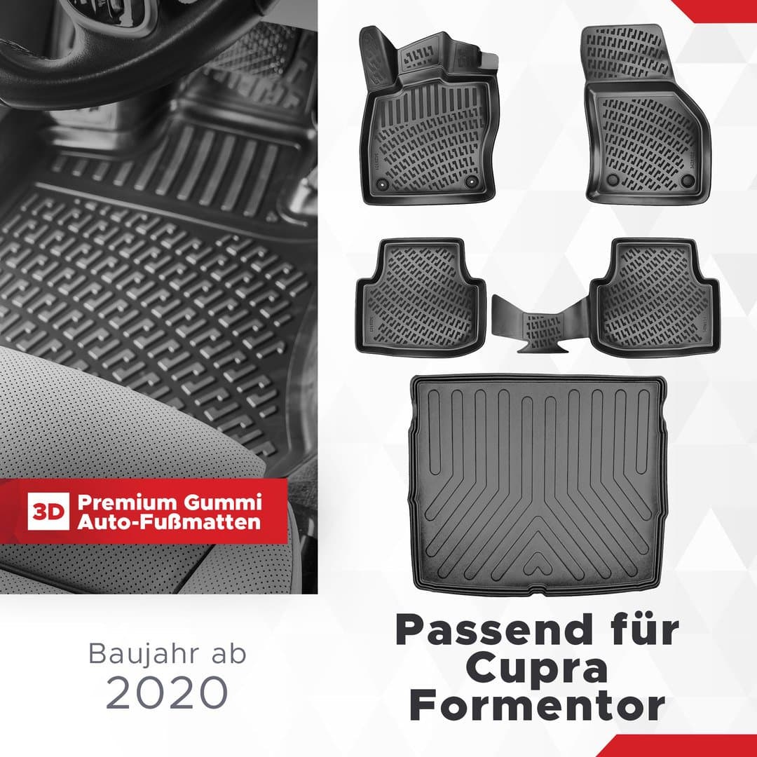 3D Auto Gummimatten &amp; Kofferraumwanne Set für Cupra Formentor Unterer Ladeboden ab 2020