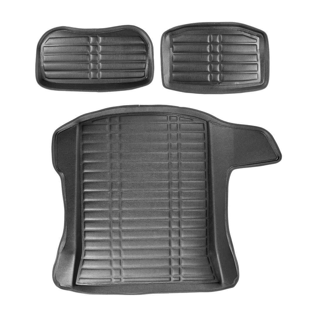5D Premium Kofferraummatte passend für Tesla Model 3 ab 2017 ( 3 teile, für vorderer und hinterer Kofferraum )