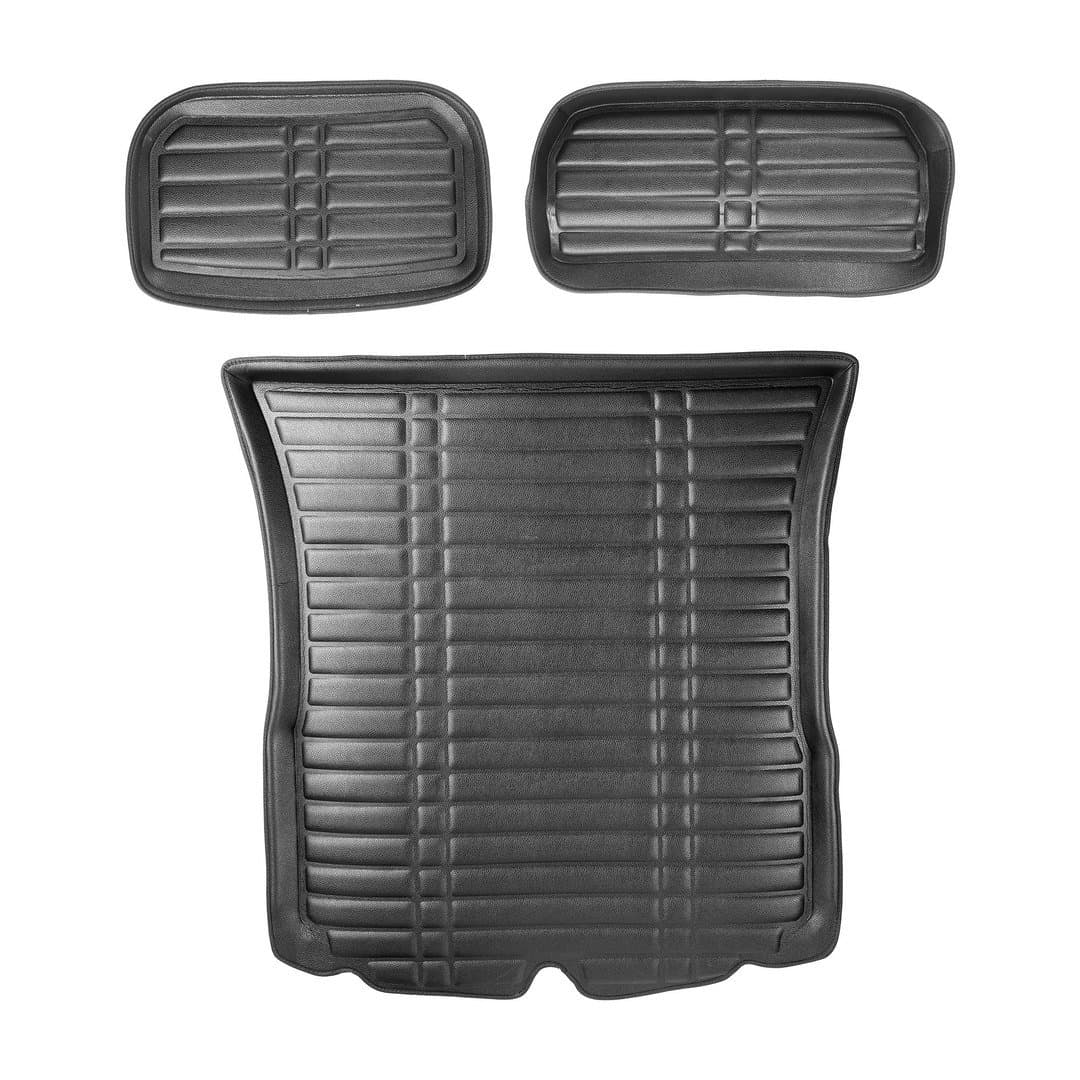 5D Premium Kofferraummatte passend für Tesla Model Y ab 2020 ( 3 teile, für vorderer und hinterer Kofferraum )