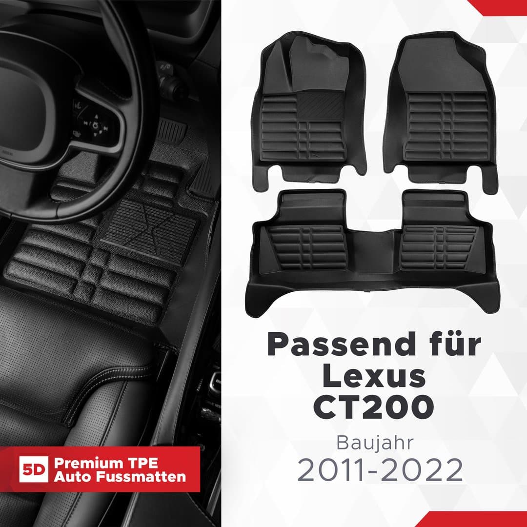 5D Premium Auto Fussmatten TPE Set passend für Lexus CT200 Baujahr 2011-2022