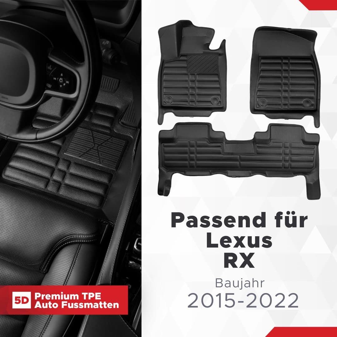 5D Premium Auto Fussmatten TPE Set passend für Lexus RX Baujahr 2015-2022
