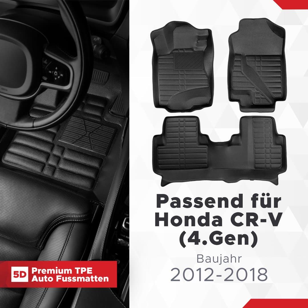 5D Premium Auto Fussmatten TPE Set passend für Honda CR-V (4.Gen) Baujahr 2012-2018