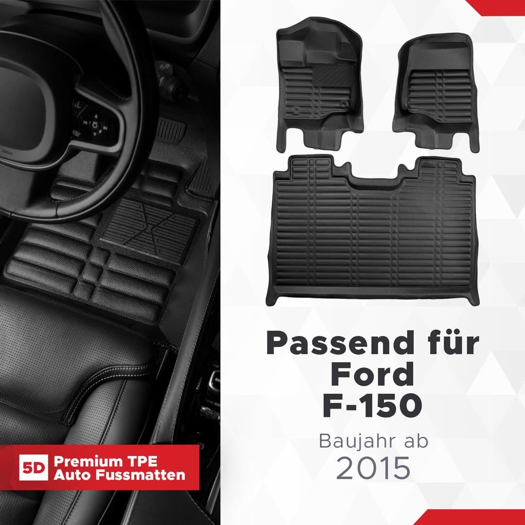 5D Premium Auto Fussmatten TPE Set passend für Ford F-150 Baujahr 2015-2020