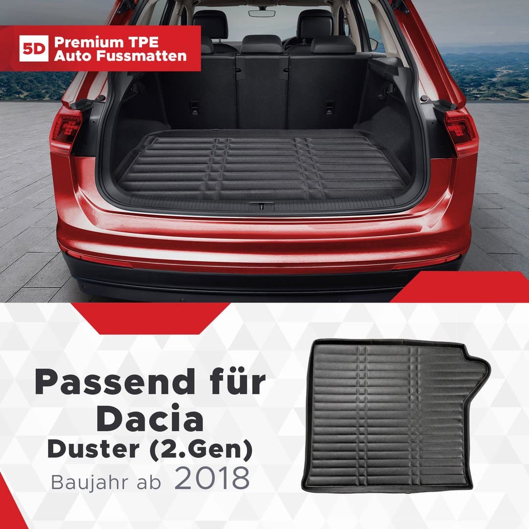 5D Premium Kofferraummatte passend für Dacia Duster (2.Gen) ab 2018