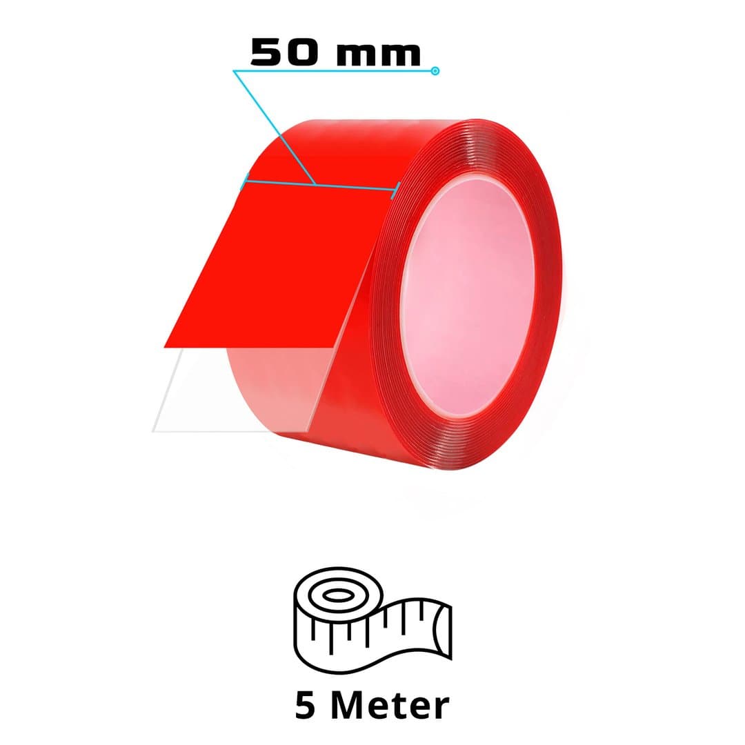 VHB Doppelseitiges Transparentband unsichtbares Klebeband Für Innen- &amp; Außenbereich 50mm x 5m