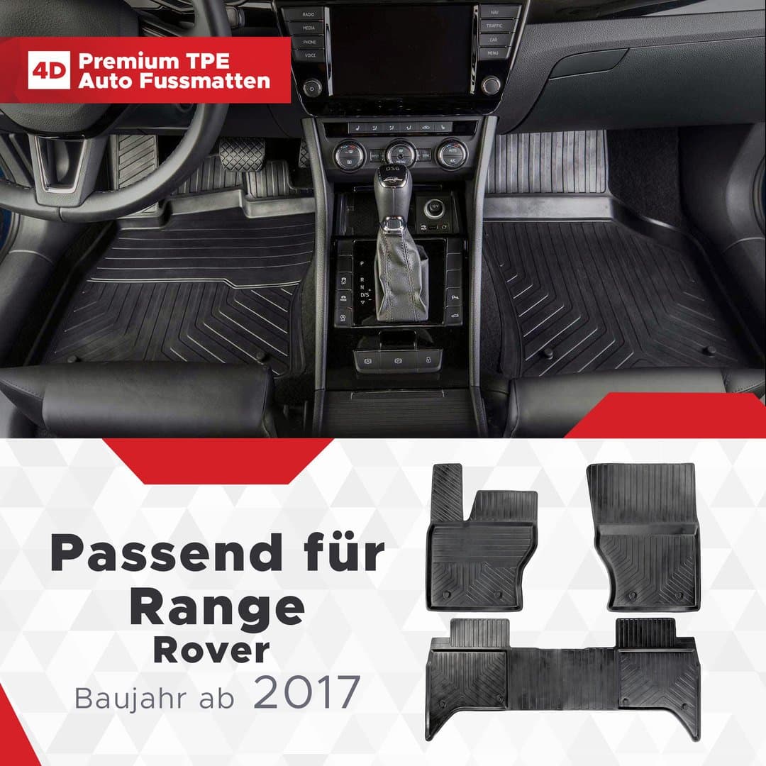 3D Premium Gummi Auto Fußmatten Set Passend für Range Rover Discovery Baujahr ab 2017
