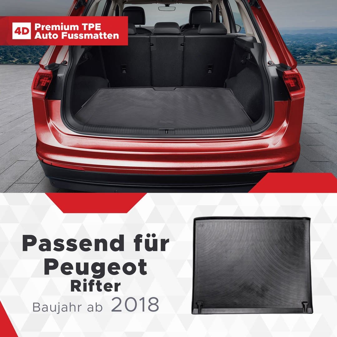 3D Kofferraum Matte passend für Peugeot Rifter ab 2018
