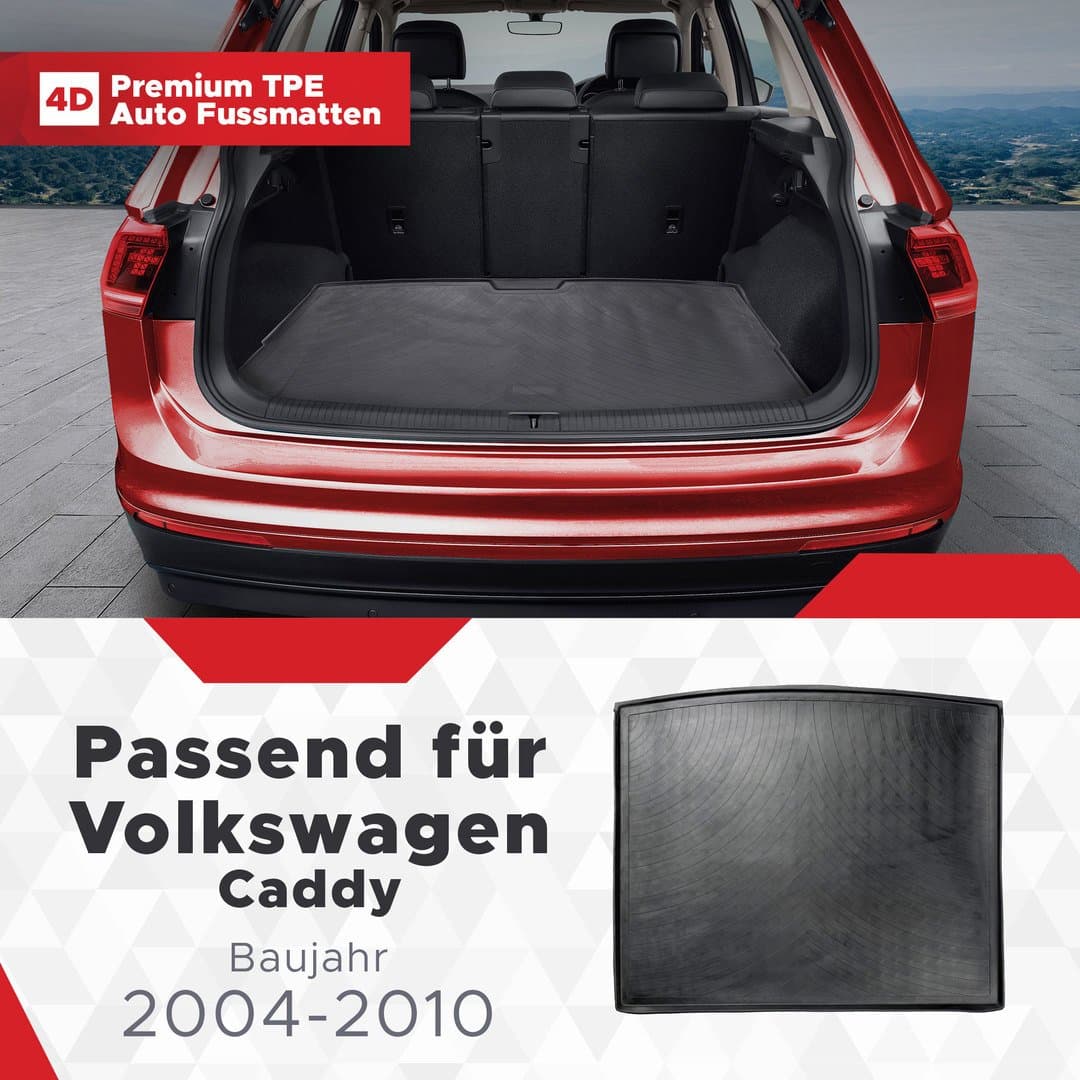 3D Kofferraum Matte passend für Volkswagen Caddy 2004-2010