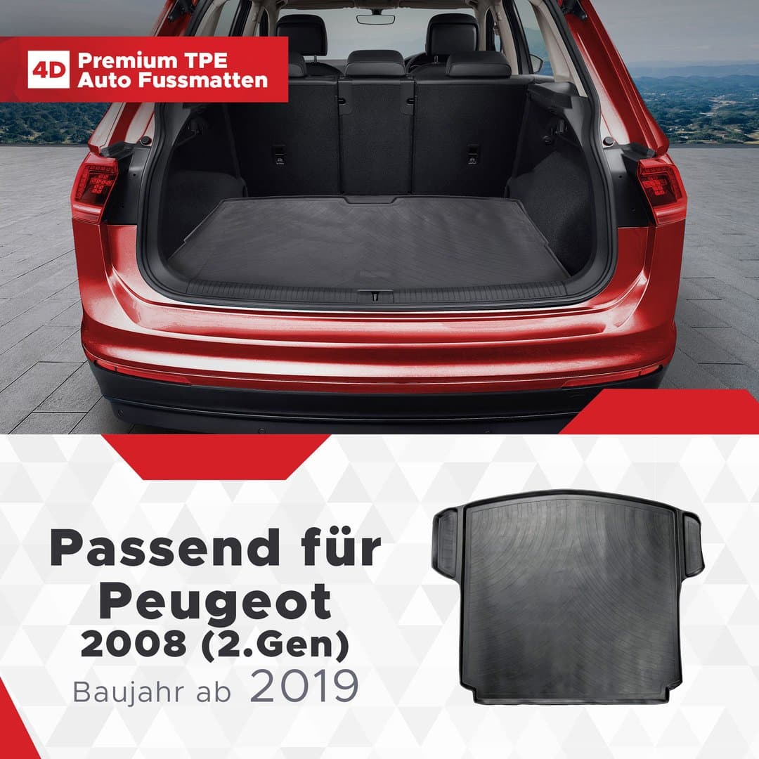 3D Kofferraum Matte passend für Peugeot 2008 (2.Gen) ab 2019