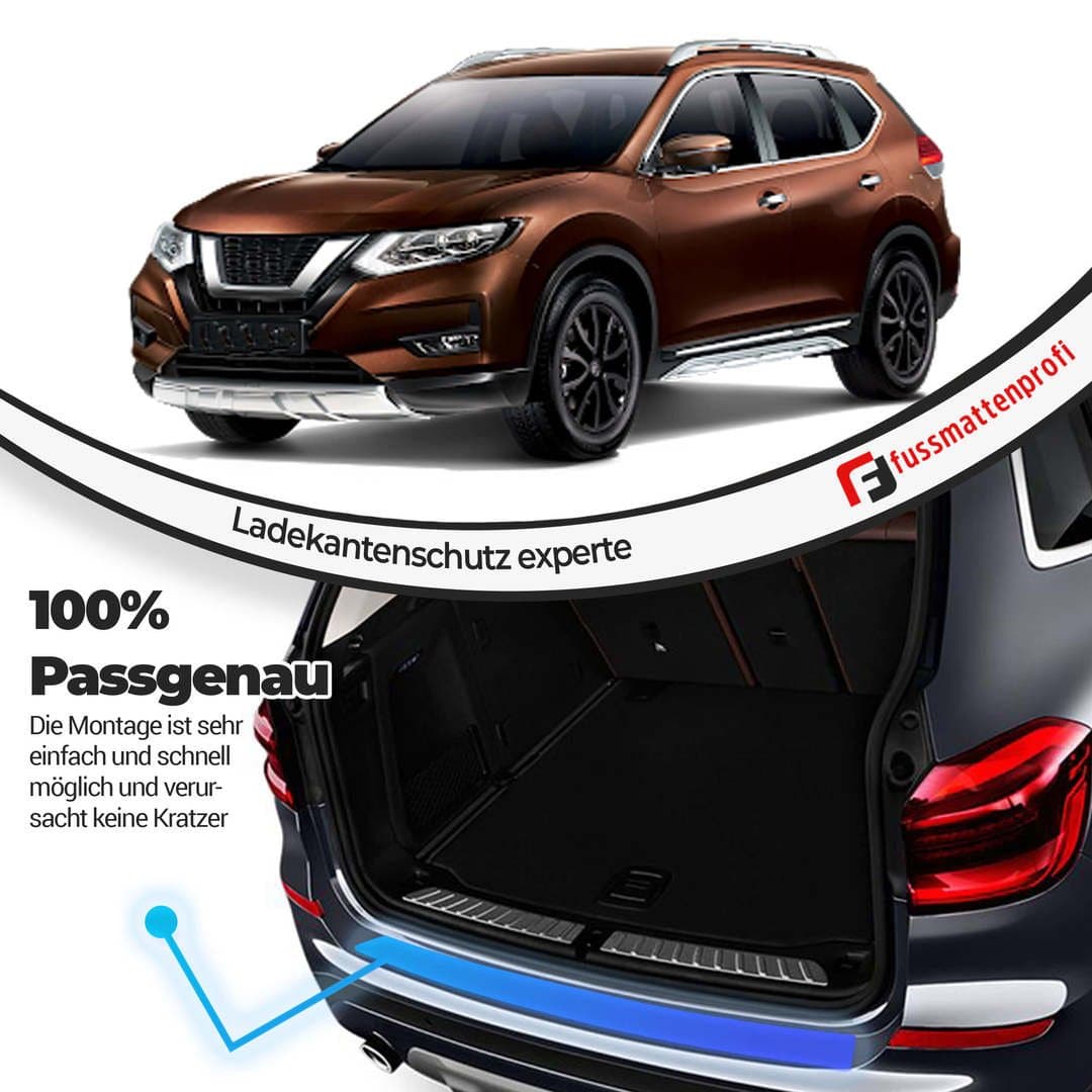 Ladekantenschutz mit 3D Profil Abkantung Fahrzeugspezifisch Passend für Nissan Qashqai J11 (2.Gen) Baujahr ab 2017 aus Edelst