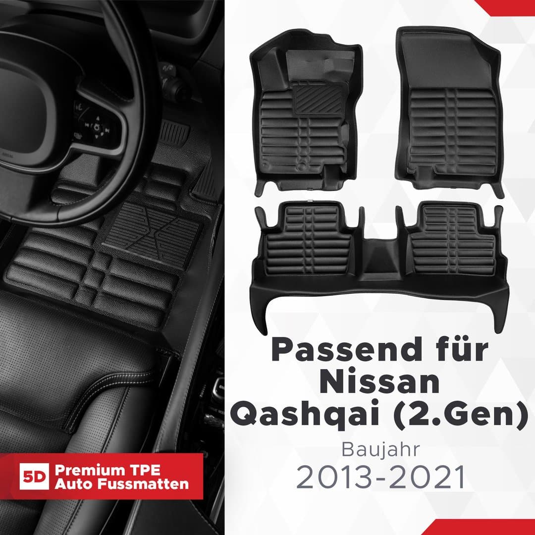 5D Premium Auto Fussmatten TPE Set passend für Nissan Qashqai (2.Gen) Baujahr 2013-2021