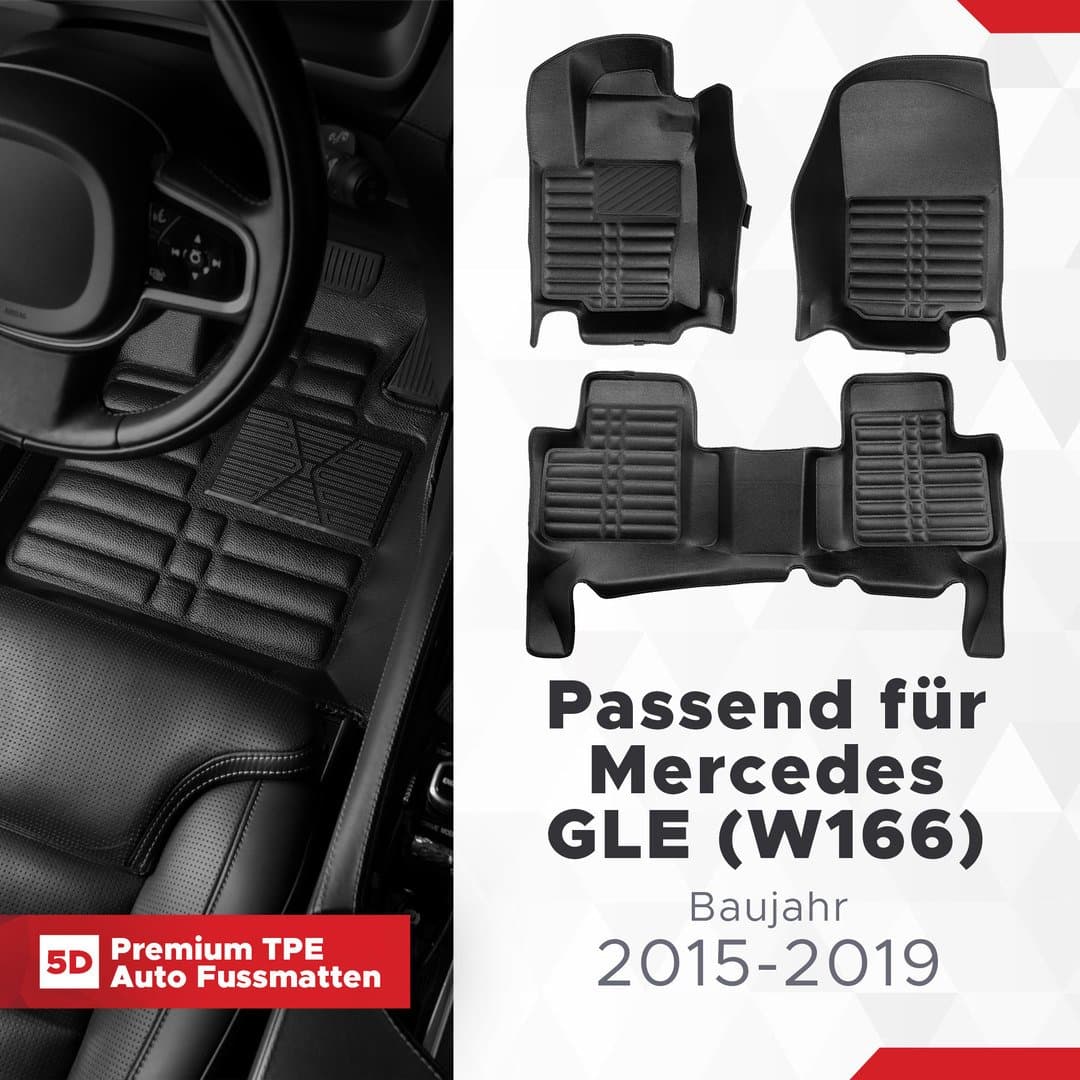 5D Premium Auto Fussmatten TPE Set passend für Mercedes GLE (W166) Baujahr 2015-2019